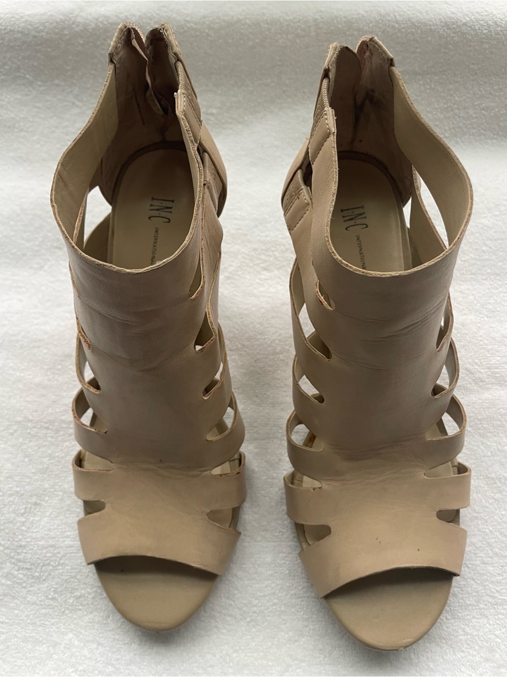 INC International Concepts Nude Cutout Strappy Heeled Sandals